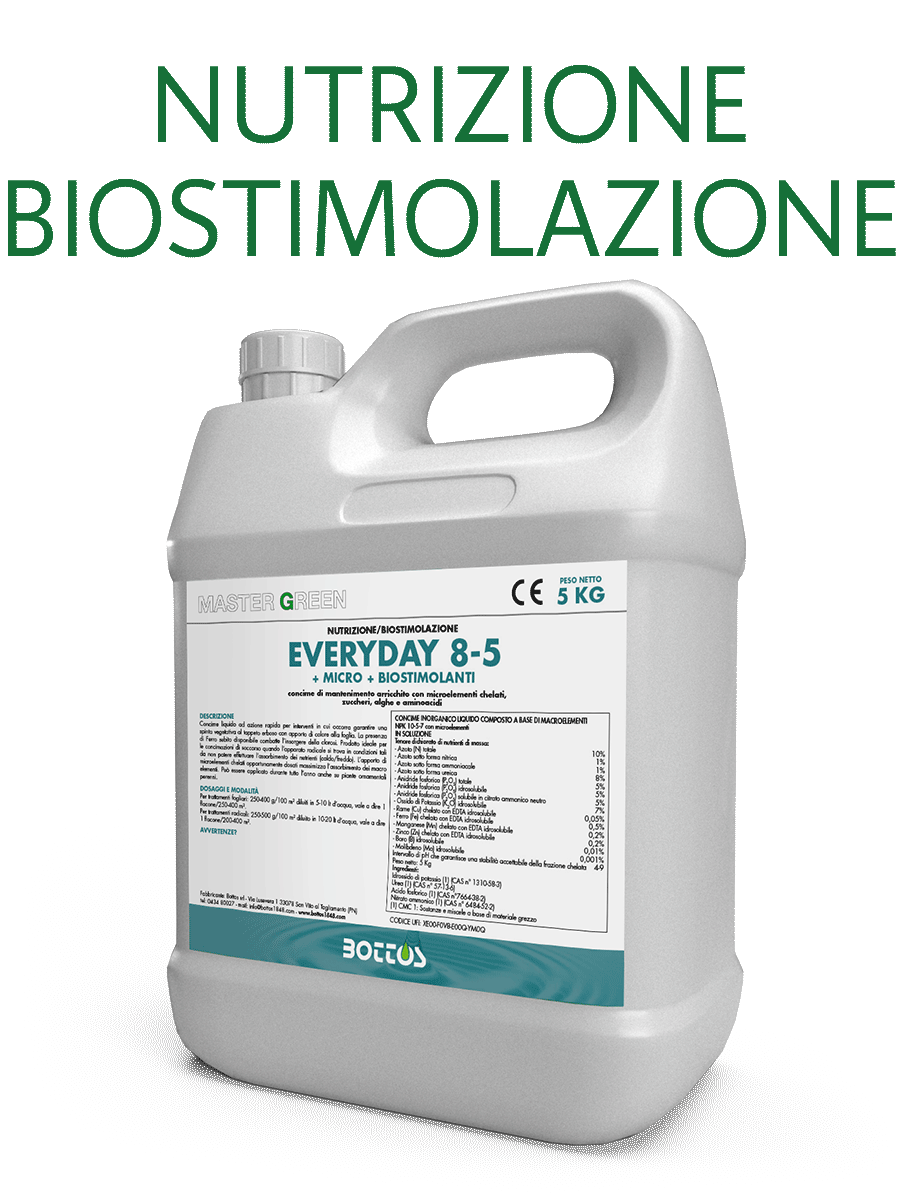 Concime liquido Everyday 8-0-5 Master Green Bottos, tanica da 5 kg