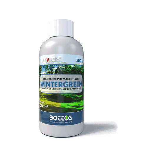 Colorante per prato macroterme Wintergreen Zollaverde Bottos, flacone da 500 ml
