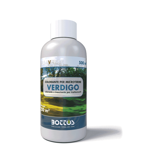 Colorante per prato microterme Verdigo Zollaverde Bottos, flacone da 500 ml