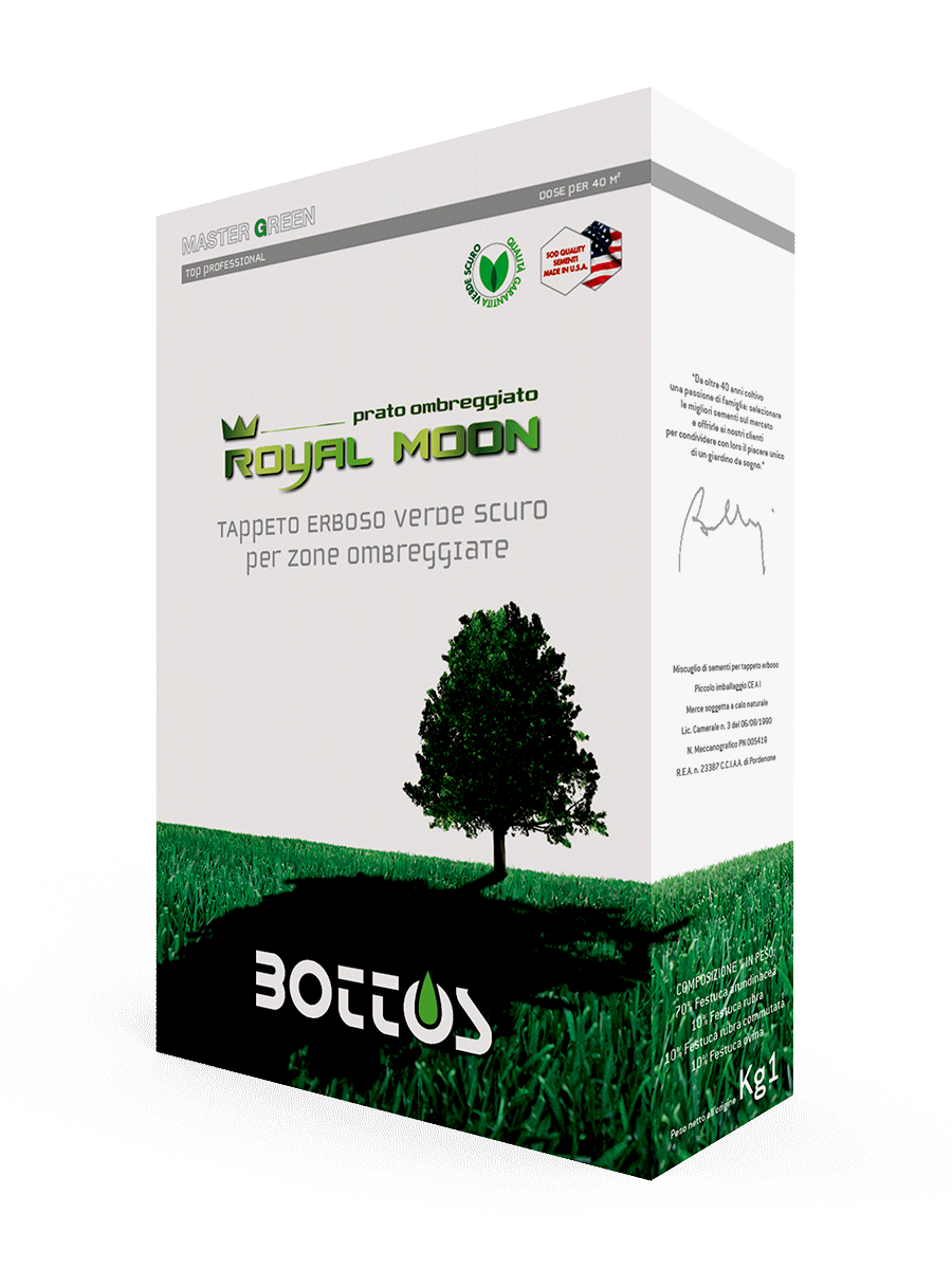 Sementi per prato Royal Moon Master Green Bottos per zone d’ombra, scatola da 1 kg