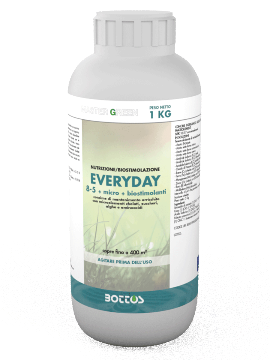 Concime liquido Everyday 8-0-5 Master Green Bottos, flacone da 1 kg