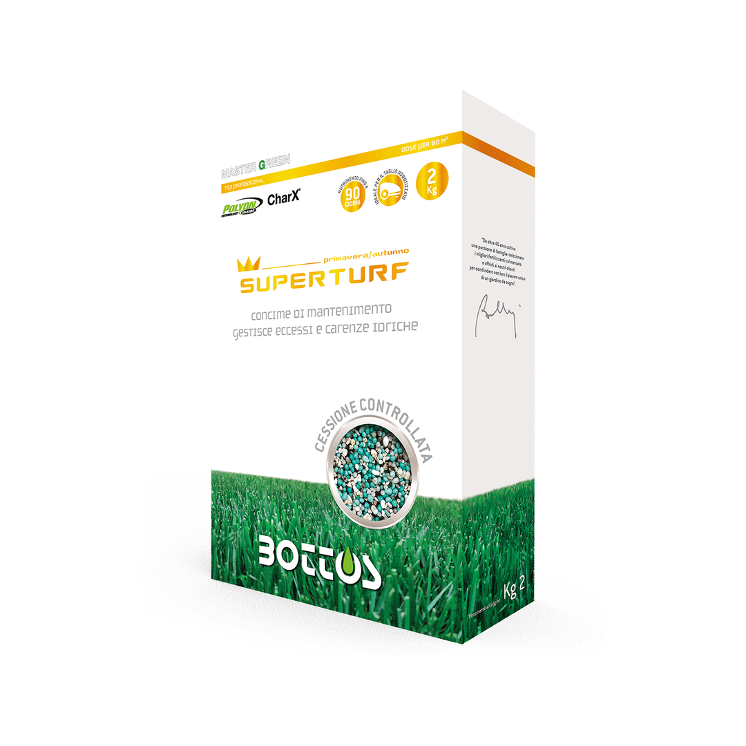 Superturf CharX 22-0-9 Master Green Bottos, scatola da 2 kg