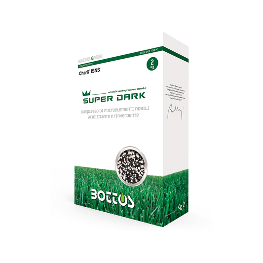 Concime rinverdente Super Dark CharX Master Green Bottos, scatola da 2 kg